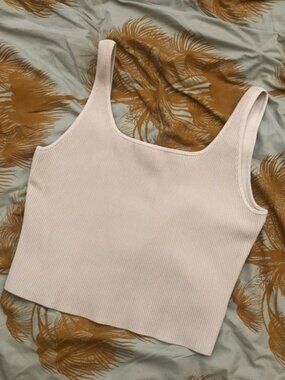 nwot Babaton sculpt knit squareneck tank 2xl matte pearl